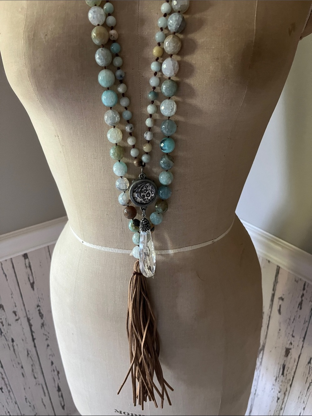 2 Agate Bohemian necklaces! Be brave & Keep Going